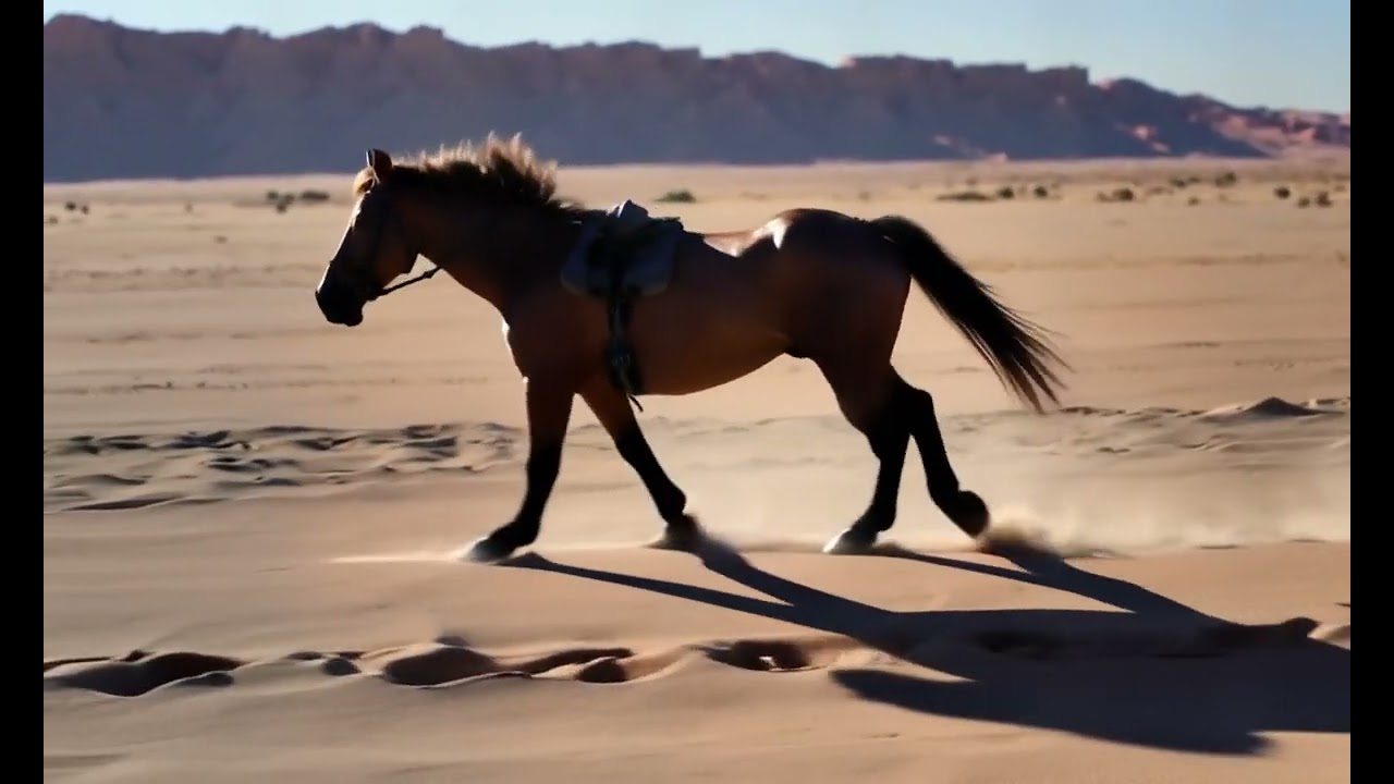 Horse gallop toward ocean, ltxv high 24fps