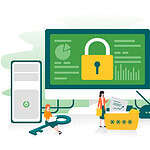 Data protection, privacy, data security and internet security concept. Illustration for website, landing page and infographic