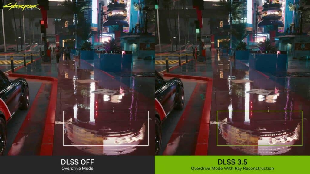 dlss 3 5 ray reconstruction improves cyberpunk 2077 reflections 2100x1181 1