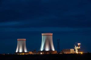 Nuclear power plant at night