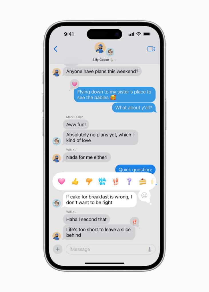 Apple iOS 18 Messages Tapbacks