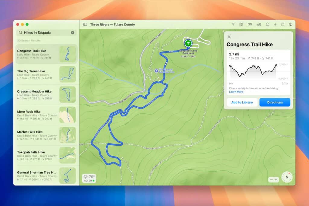 Apple macOS Sequoia Apple Maps topographic