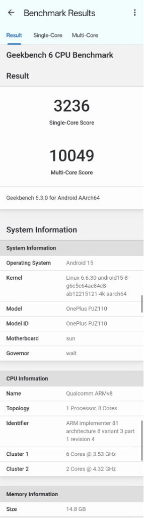 Snapdragon 8 Gen 4搭載OnePlus 13のGeekbenchスコア情報