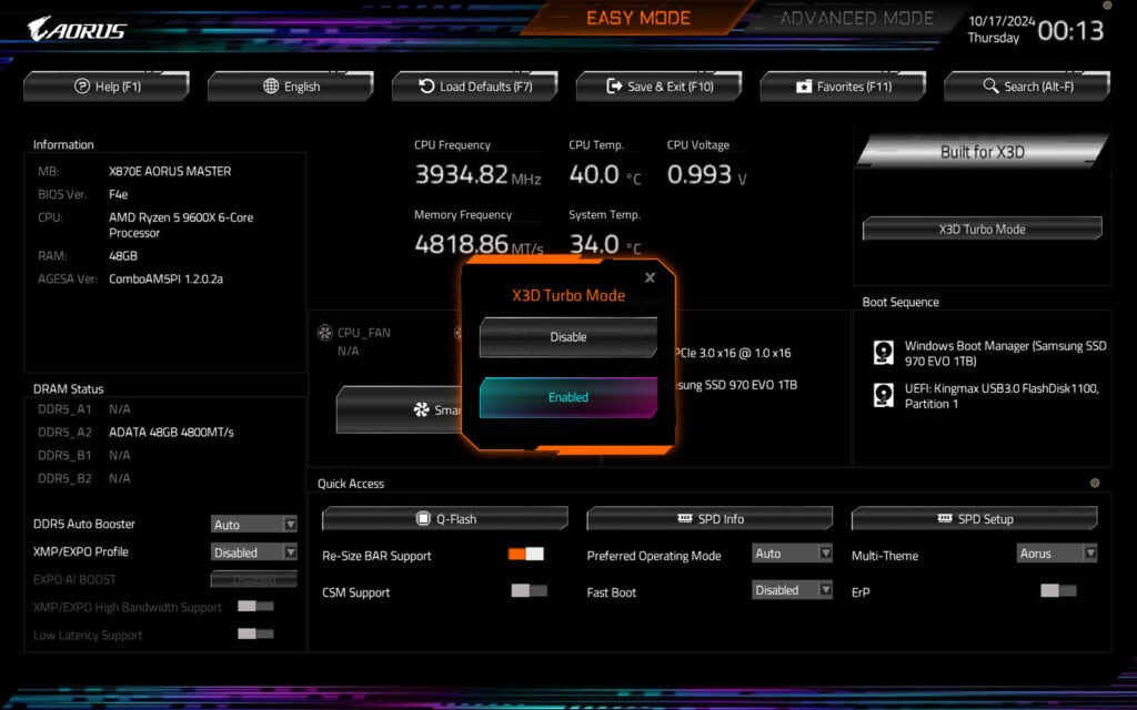 gigabyte x3d turbo mode