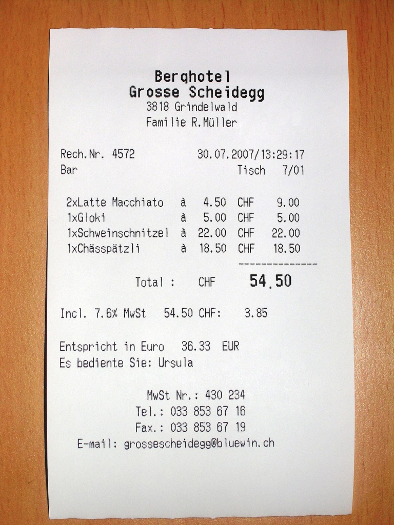 german receipt