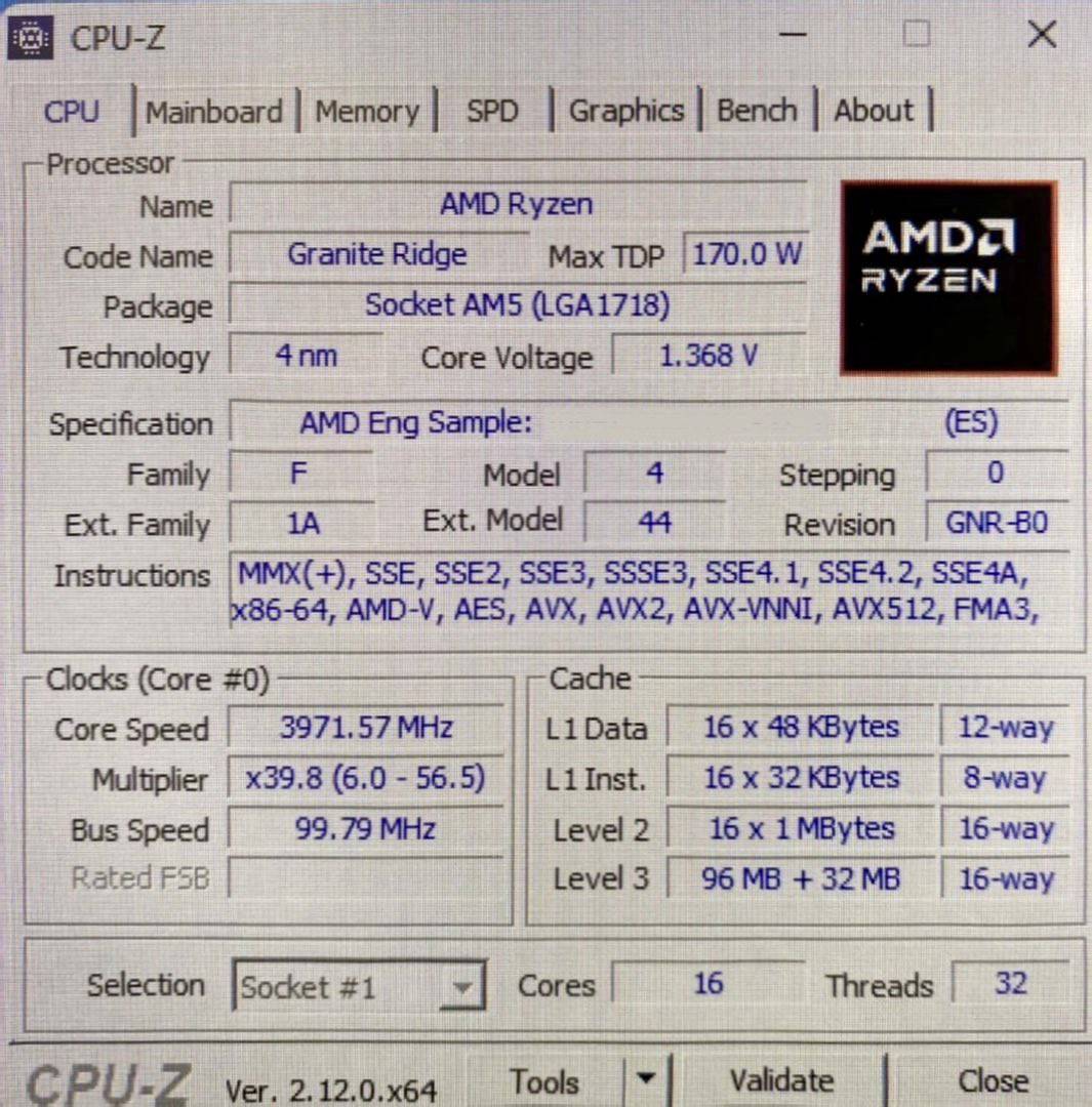 AMD Ryzen 9 9950X3DのCPU-Z情報がリーク、3D V-Cache搭載でも