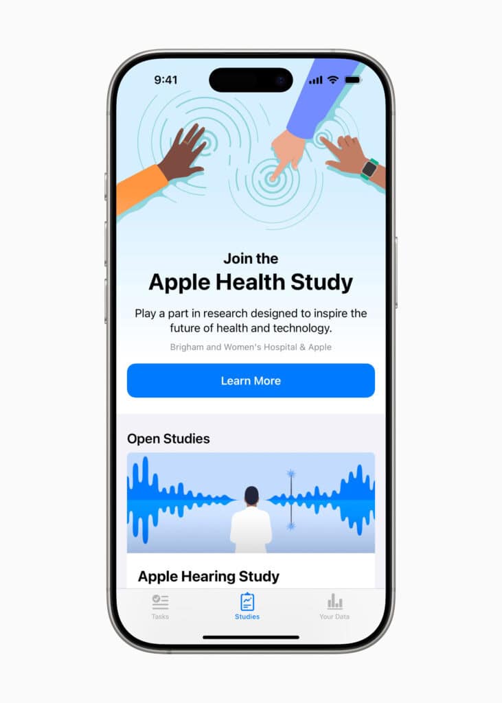 Apple Health Study in Research app landing page