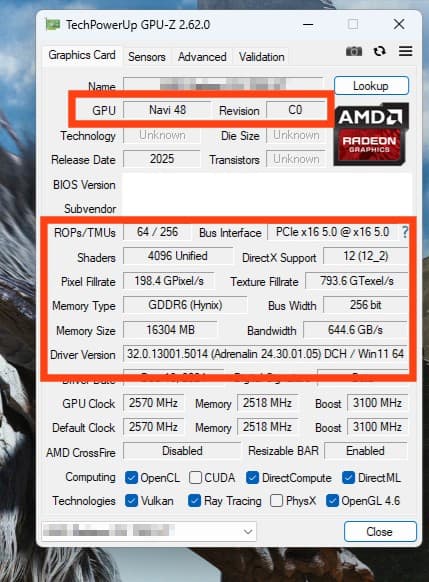 gpu z radeon rx