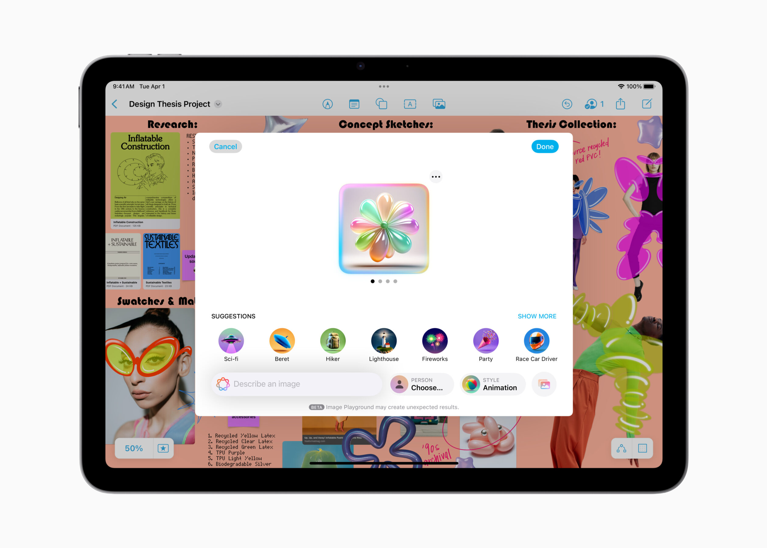 Apple iPad Air Apple Intelligence Image Playground 250304