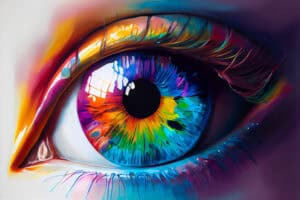 colorful human eye illustration.