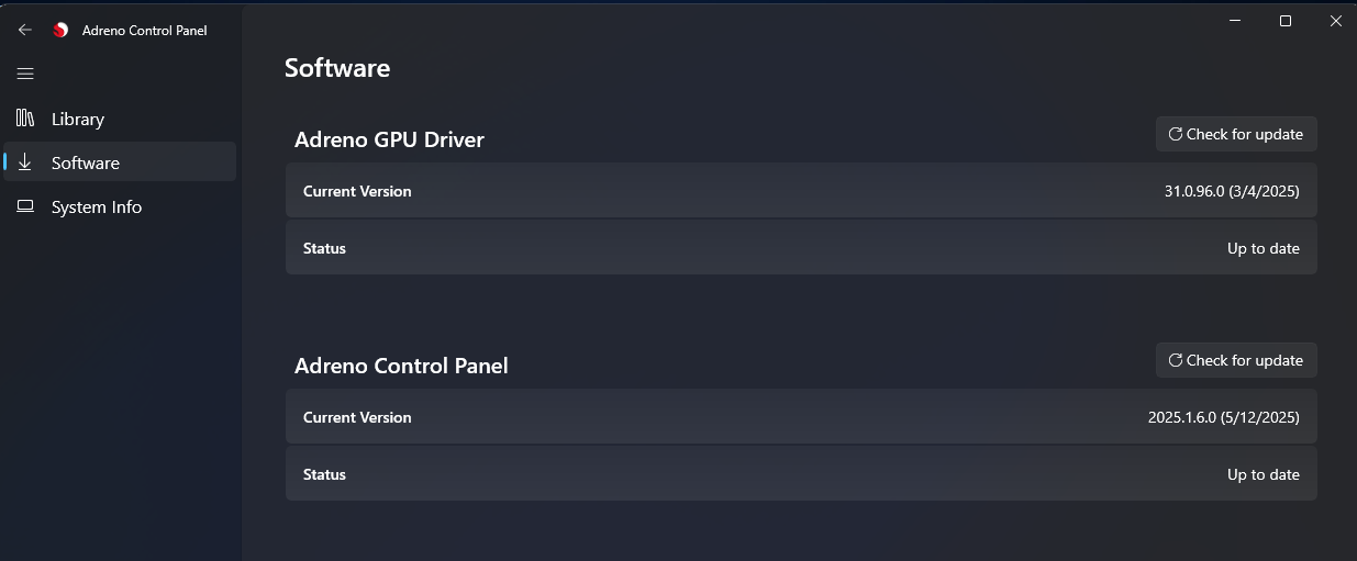 2 Adreno Control panel driver update