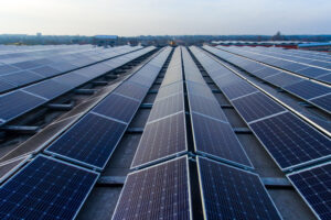 Solar power panel. Green energy. Electricity production. Energy panels. Ecological plant.