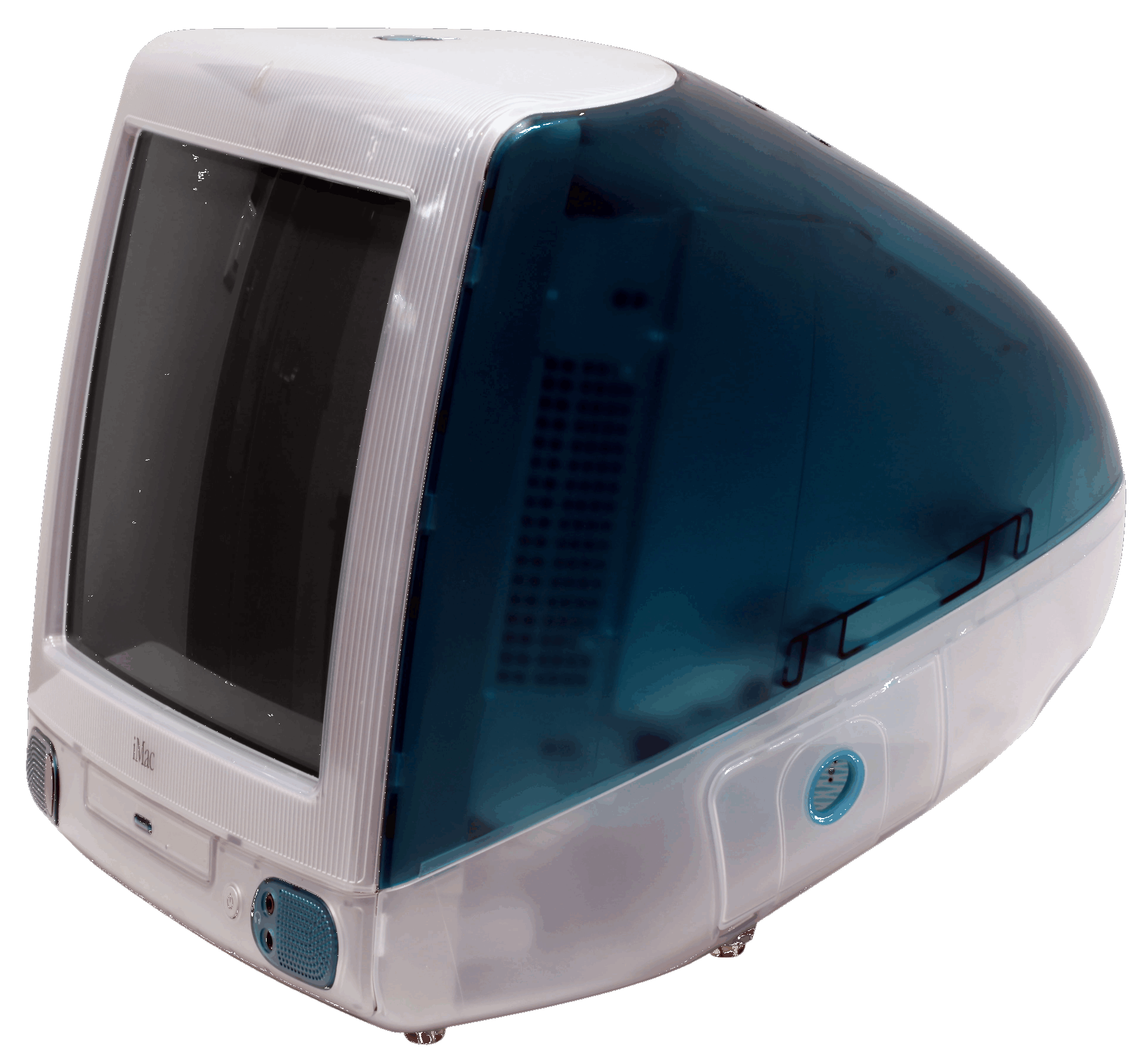 IMac G3 Bondi Blue three quarters view