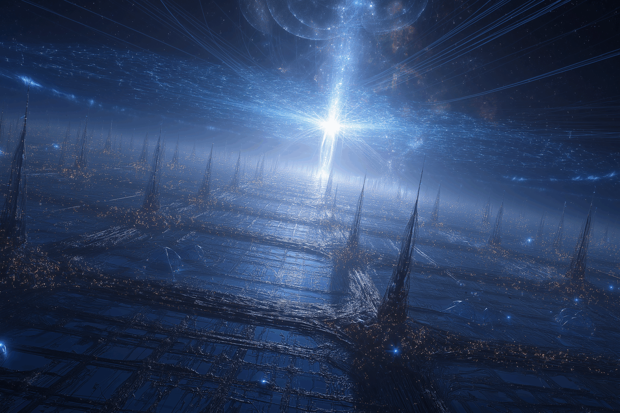 vision of a futuristic Dyson Swarm scaled